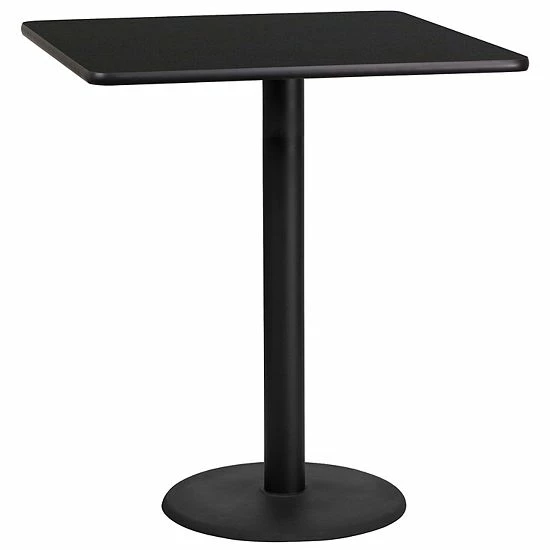 Emma+Oliver Emma And Oliver 36" Square Black Laminate Bar Table Top-24"RD Base 7 Emma+Oliver Emma And Oliver 36" Square Black Laminate Bar Table Top-24"RD Base - Image 7