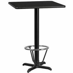 Emma+Oliver Emma And Oliver 24" Square Black Laminate Bar Table Top-22"x22" Base/Foot Ring -Emma+Oliver shop unnamed file 2527