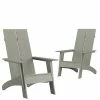 Emma+Oliver Emma And Oliver Set Of 2 White Modern Dual Slat Back Indoor/Outdoor Adirondack Style Chairs