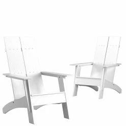 Emma+Oliver Emma And Oliver Set Of 2 White Modern Dual Slat Back Indoor/Outdoor Adirondack Style Chairs -Emma+Oliver shop unnamed file 2542