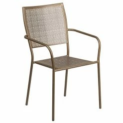 Emma+Oliver Emma And Oliver Commercial Grade 28" Square White Patio Table Set-4 Square Back Chairs Gold -Emma+Oliver shop unnamed file 2558