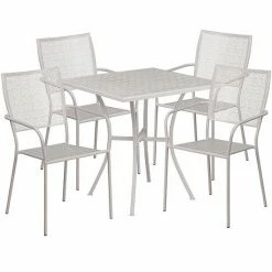 Emma+Oliver Emma And Oliver Commercial Grade 28" Square White Patio Table Set-4 Square Back Chairs Gold -Emma+Oliver shop unnamed file 2560
