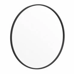 Emma+Oliver Emma And Oliver Mersin 16" Round Wall Mounted Mirror With Matte Black Iron Frame, Silver Backing And Shatterproof Glass For Entryways, Bathrooms And More