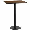 Emma+Oliver Emma And Oliver 24" Square Walnut Laminate Bar Table Top-18"RD Base