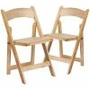 Emma+Oliver Emma And Oliver 2 Pack Fruitwood Wood Folding Chair With Vinyl Padded Seat