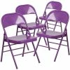 Emma+Oliver Emma And Oliver 4 Pack Colorful Cobalt Blue Triple Braced Metal Folding Chair