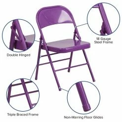 Emma+Oliver Emma And Oliver 4 Pack Colorful Cobalt Blue Triple Braced Metal Folding Chair -Emma+Oliver shop unnamed file 2610