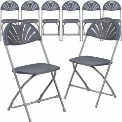 Emma+Oliver Emma And Oliver 8 Pack 650 Lb. Capacity White Plastic Fan Back Folding Chair Black -Emma+Oliver shop unnamed file 2625