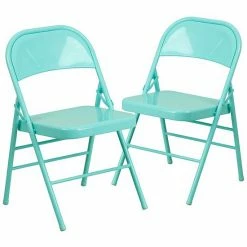 Emma+Oliver Emma And Oliver 2 Pack Sedona Coral Triple Braced & Double Hinged Metal Folding Chair Cobalt Blue -Emma+Oliver shop unnamed file 2640