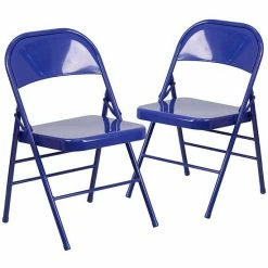 Emma+Oliver Emma And Oliver 2 Pack Sedona Coral Triple Braced & Double Hinged Metal Folding Chair Cobalt Blue -Emma+Oliver shop unnamed file 2642