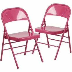 Emma+Oliver Emma And Oliver 2 Pack Sedona Coral Triple Braced & Double Hinged Metal Folding Chair Cobalt Blue -Emma+Oliver shop unnamed file 2643