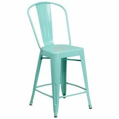 Emma+Oliver Emma And Oliver Commercial Grade 24"H Copper Metal Indoor-Outdoor Counter Height Stool With Back