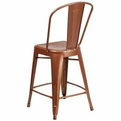 Emma+Oliver Emma And Oliver Commercial Grade 24"H Copper Metal Indoor-Outdoor Counter Height Stool With Back -Emma+Oliver shop unnamed file 2648