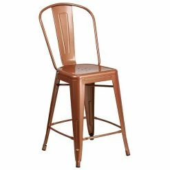 Emma+Oliver Emma And Oliver Commercial Grade 24"H Copper Metal Indoor-Outdoor Counter Height Stool With Back -Emma+Oliver shop unnamed file 2650