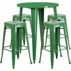 Emma+Oliver Emma And Oliver Commercial 30" Round Orange Metal Bar Table Set-4 Square Seat Backless Stools -Emma+Oliver shop unnamed file 2660
