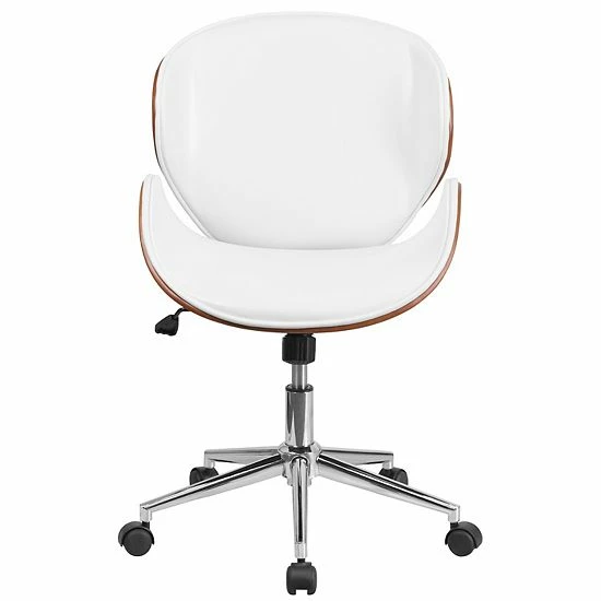 Emma+Oliver Emma And Oliver Mid-Back Walnut Wood Conference Office Chair In White LeatherSoft Blackleathersoftwalnut 4 Emma+Oliver Emma And Oliver Mid-Back Walnut Wood Conference Office Chair In White LeatherSoft Blackleathersoftwalnut - Image 4