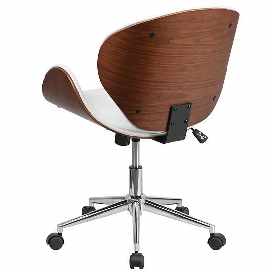 Emma+Oliver Emma And Oliver Mid-Back Walnut Wood Conference Office Chair In White LeatherSoft Blackleathersoftwalnut 5 Emma+Oliver Emma And Oliver Mid-Back Walnut Wood Conference Office Chair In White LeatherSoft Blackleathersoftwalnut - Image 5