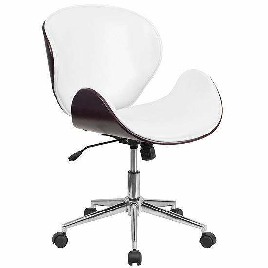 Emma+Oliver Emma And Oliver Mid-Back Walnut Wood Conference Office Chair In White LeatherSoft Blackleathersoftwalnut 7 Emma+Oliver Emma And Oliver Mid-Back Walnut Wood Conference Office Chair In White LeatherSoft Blackleathersoftwalnut - Image 7