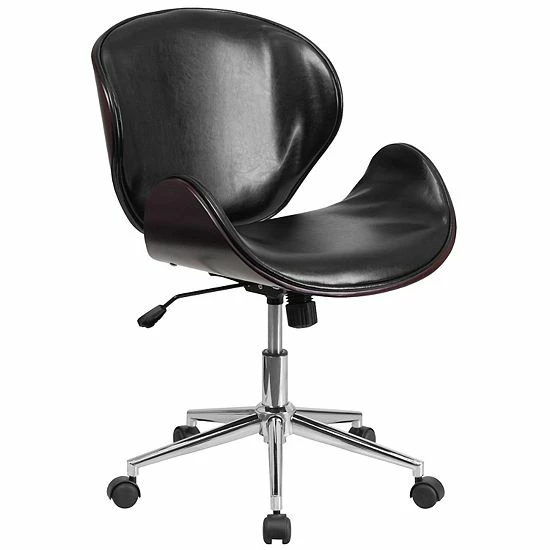 Emma+Oliver Emma And Oliver Mid-Back Walnut Wood Conference Office Chair In White LeatherSoft Blackleathersoftwalnut 8 Emma+Oliver Emma And Oliver Mid-Back Walnut Wood Conference Office Chair In White LeatherSoft Blackleathersoftwalnut - Image 8