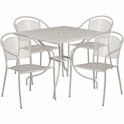 Emma+Oliver Emma And Oliver Commercial Grade 35.5" Square Black Patio Table Set-4 Round Back Chairs Coral -Emma+Oliver shop unnamed file 2686
