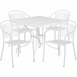 Emma+Oliver Emma And Oliver Commercial Grade 35.5" Square Black Patio Table Set-4 Round Back Chairs Coral -Emma+Oliver shop unnamed file 2687