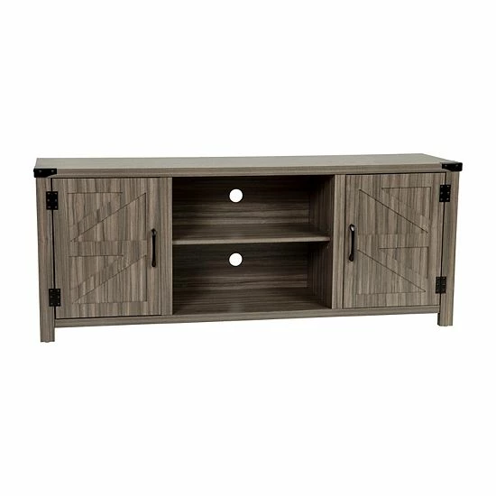 Emma+Oliver Emma and Oliver Troyer Barn Door Style TV Stand for up to 65" TV's - White Wash with Walnut Top Entertainment Center - 59" Media Console with Adjustable Middle Shelf Whitewalnut Emma+Oliver Emma And Oliver Troyer Barn Door Style TV Stand For Up To 65" TV's - White Wash With Walnut Top Entertainment Center - 59" Media Console With Adjustable Middle Shelf Whitewalnut -Emma+Oliver shop unnamed file 269