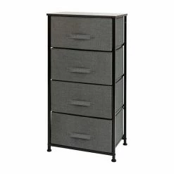 Emma+Oliver Emma And Oliver 4 Drawer Vertical Storage Dresser With White Wood Top & Gray Fabric Pull Drawers Whitegray -Emma+Oliver shop unnamed file 27