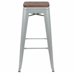 Emma+Oliver Emma And Oliver 30" High Metal Indoor Bar Stool With Wood Seat In Teal - Stackable Set Of 4 -Emma+Oliver shop unnamed file 2732
