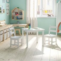 Emma+Oliver Emma And Oliver Kids 3 Piece Solid Hardwood Table And Chair Set For Playroom, Kitchen - White -Emma+Oliver shop unnamed file 2810