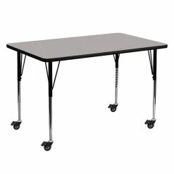 Emma+Oliver Emma And Oliver Mobile 30x60 Oak HP Laminate Adjustable Activity Table