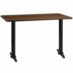Emma+Oliver Emma And Oliver 30"x48" Rectangular Walnut Laminate Table Top With 5"x22" Bases