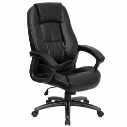 Emma+Oliver Emma And Oliver High Back Black LeatherSoft Executive Deep Curved Lumbar Ergonomic Office Chair