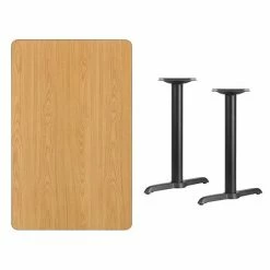 Emma+Oliver Emma And Oliver 30"x48" Rectangular Walnut Laminate Table Top With 5"x22" Bases -Emma+Oliver shop unnamed file 2871
