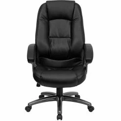 Alternative view of Emma+Oliver Emma And Oliver High Back Black LeatherSoft Executive Deep Curved Lumbar Ergonomic Office Chair