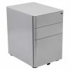 Emma+Oliver Emma And Oliver Modern 3-Drawer Mobile Locking Filing Cabinet-White With Red Faceplate