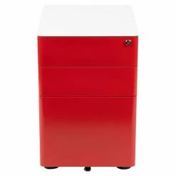 Emma+Oliver Emma And Oliver Modern 3-Drawer Mobile Locking Filing Cabinet-White With Red Faceplate -Emma+Oliver shop unnamed file 2885