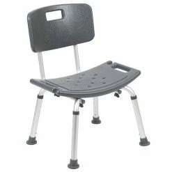 Emma+Oliver Emma And Oliver Tool-Free 300 Lb. Capacity, Adjustable Gray Bath & Shower Chair With Back