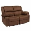 Emma+Oliver Emma And Oliver Chocolate Brown Microfiber Loveseat With Two Built-In Recliners Chocolatemicrofiber