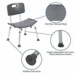 Emma+Oliver Emma And Oliver Tool-Free 300 Lb. Capacity, Adjustable Gray Bath & Shower Chair With Back 2 Emma+Oliver Emma And Oliver Tool-Free 300 Lb. Capacity, Adjustable Gray Bath & Shower Chair With Back -Emma+Oliver shop unnamed file 292