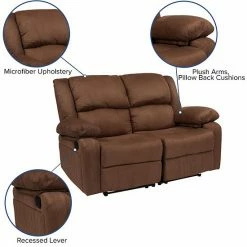 Emma+Oliver Emma And Oliver Chocolate Brown Microfiber Loveseat With Two Built-In Recliners Chocolatemicrofiber -Emma+Oliver shop unnamed file 2923