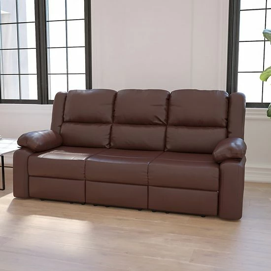 Emma+Oliver Emma And Oliver Brown LeatherSoft Sofa With Two Built-In Recliners 2 Emma+Oliver Emma And Oliver Brown LeatherSoft Sofa With Two Built-In Recliners - Image 2