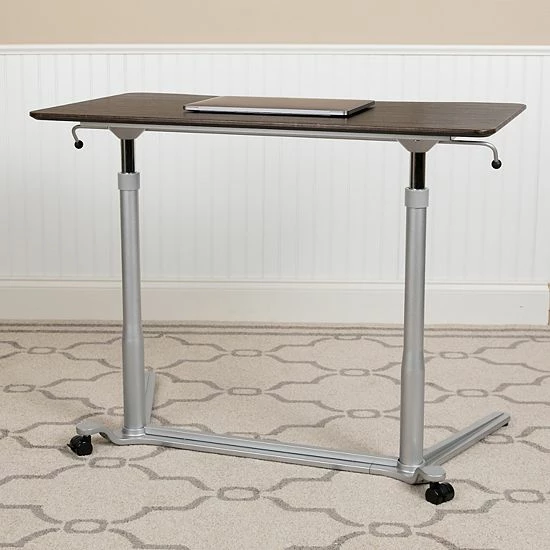 Emma+Oliver Emma And Oliver Sit-Down, Stand-Up Wood Grain Ergonomic Computer Desk - Standing Desk Dark Wood Grain 2 Emma+Oliver Emma And Oliver Sit-Down, Stand-Up Wood Grain Ergonomic Computer Desk - Standing Desk Dark Wood Grain - Image 2