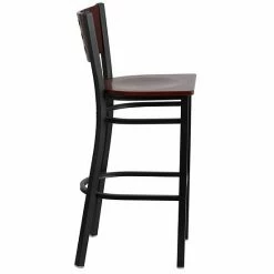 Emma+Oliver Emma And Oliver Black Metal Cutout Back Barstool, Wood Back, Burgundy Vinyl Seat Mahoganyburgundyblack -Emma+Oliver shop unnamed file 2963