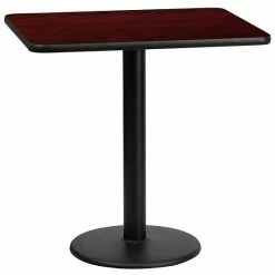 Emma+Oliver Emma And Oliver 24"x30" Rectangular Walnut Laminate Table Top With 18"RD Base