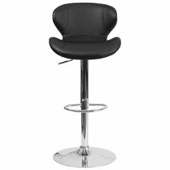Emma+Oliver Emma And Oliver Red Vinyl Adjustable Height Curved Back Barstool -Emma+Oliver shop unnamed file 3