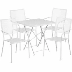 Emma+Oliver Emma And Oliver Commercial 28" Square Sky Blue Folding Patio Table Set-4 Square Back Chairs Coral -Emma+Oliver shop unnamed file 3012