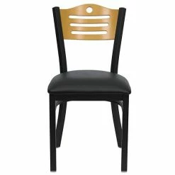 Emma+Oliver Emma And Oliver Black Slat Back Metal Dining Chair/Natural Back, Black Vinyl Seat Naturalnaturalblack -Emma+Oliver shop unnamed file 3017