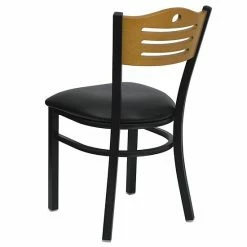 Emma+Oliver Emma And Oliver Black Slat Back Metal Dining Chair/Natural Back, Black Vinyl Seat Naturalnaturalblack -Emma+Oliver shop unnamed file 3018