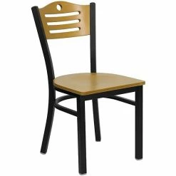 Emma+Oliver Emma And Oliver Black Slat Back Metal Dining Chair/Natural Back, Black Vinyl Seat Naturalnaturalblack -Emma+Oliver shop unnamed file 3020
