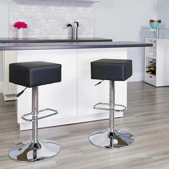 Emma+Oliver Emma and Oliver Black Vinyl Adjustable Height Barstool with Square Seat Emma+Oliver Emma And Oliver Black Vinyl Adjustable Height Barstool With Square Seat -Emma+Oliver shop unnamed file 3055